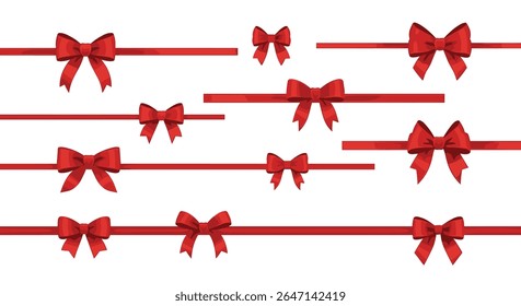 Crimson Bows and Ribbons Festive Collection for Holiday Decorations and Gift Wrapping Needs