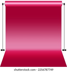 Crimson Canvas studio. Crimson Studio curtain. Background for photography. Vector illustration.