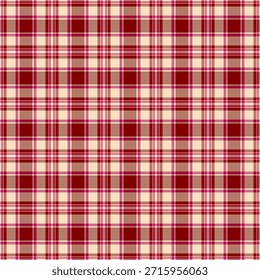 Patrón de cuadros carmesí y crema, un diseño de tela atemporal que sugiere herencia, calidez y comodidad. Versátil para fondos, ropa o Elementos de diseño.