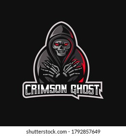 Crimson Ghost Mascot Logo Design Vector With Modern Illustration Concept Style For Badge, Emblem And T Shirt Printing. Ghost Illustration For Sport And E-sport Team.
