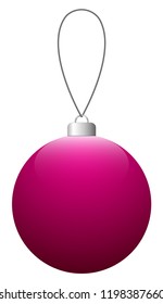 Crimson glass Christmas ball on the string. Vector EPS 10