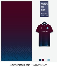 Crimson gradient geometry shape abstract background. Fabric textile pattern design for soccer jersey,football kit,racing,e-sport, baseball,basketball or sport uniform. T-shirt mockup template. Vector