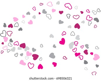 Crimson and grey hearts background, love symbol vector. Romantic feelings, relationships concept background illustration with heart confetti. Love, amour and affection mood image.