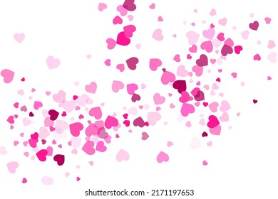 Crimson heart elements pattern. Friendship symbols. Romantic beautiful hearts scatter vector. Valentine's Day card background. Wedding decor.