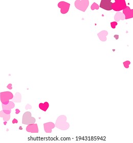Crimson heart elements wallpaper. Wedding decor. Holiday cute hearts flyins pattern. International Women's Day card background.