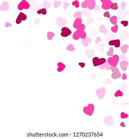 Crimson hearts confetti frame border love symbols vector background. Vintage flying hearts shapes illustration. Love concert party graphic design.