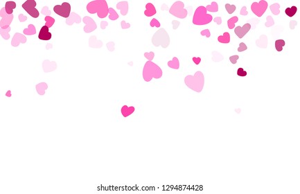 Crimson hearts confetti frame border love symbols vector background. Amazing flying hearts shapes illustration. Love concert party graphic design.