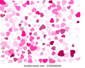 Crimson hearts confetti love emotion vector background. Charming falling hearts isolated illustration. 