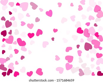 Crimson hearts confetti love emotion vector background. Pretty falling hearts shapes illustration. Love concert party graphic design.