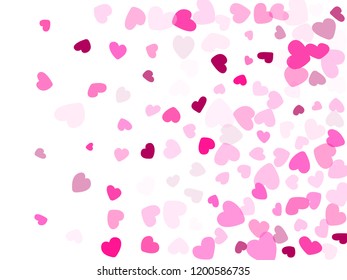 Crimson hearts confetti wedding event vector background. Fantastic falling hearts scatter illustration. Love concert party graphic design.