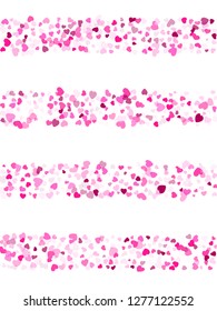 Crimson hearts confetti wedding event vector background. Pretty falling hearts scatter illustration. 
