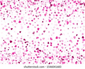 Crimson hearts confetti wedding event vector background. Pretty flying hearts shapes illustration. Love concert party graphic design.