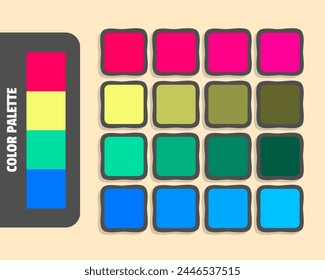 Crimson khaki mediumspringgreen dodgerblue color palette, colour matching, rgb colors, harmonious colours catalog sample, design and edit idea
