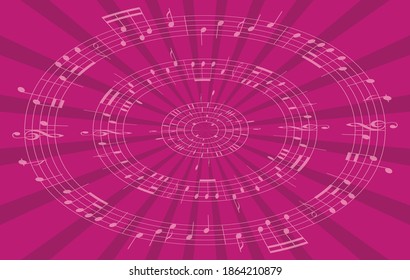 crimson music vector radial background with rays