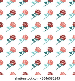 Crimson Petal Blossoms Roses Garden Pattern Art. This seamless design is ideal for use in digital and print media, including textiles, wallpapers, and stationery.