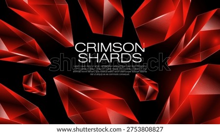 Crimson Red Crystal Shards Background - Abstract Polygon Glass Futuristic Design