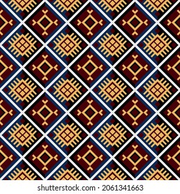 Crimson Red Geometric ethnic oriental seamless pattern thai traditional Design for background,carpet,wallpaper,clothing,wrapping,Batik,fabric,Vector illustration.embroidery style