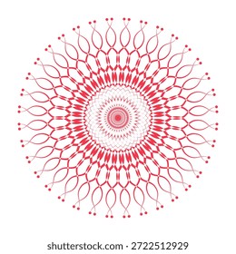 Patrón de mandala intrincado rojo carmesí sobre fondo blanco.