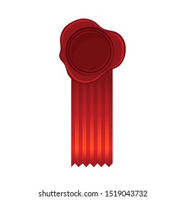 Crimson Red Rosette With Empty Place And Wide Ribbon Vector Illustration