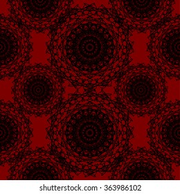Crimson Red Round Lace Gothic Pattern Vector Illustration