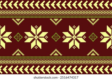 crimson red seamless pattern design Detailed Vector Illustration for Textile Print Design, Cross-stitch pattern