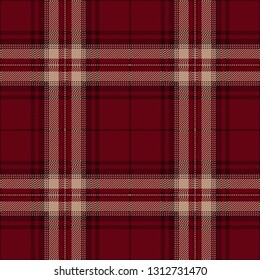Crimson red tartan plaid. Trendy Scottish cage textile pattern.
