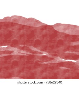 crimson red watercolor background with visible paper texture on white background, vector illustration
