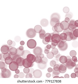 crimson red watercolor bubble pattern with transparent overlapping circles in different shades on white background, vector illustration