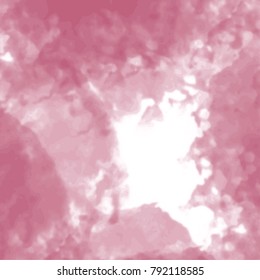 crimson red watercolor cloud pattern with blurred overlapping areas and white center, vector illustration