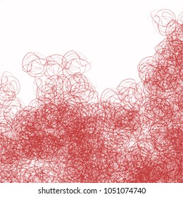 crimson red watercolor scribble pattern with messy looped lines on white background, vector illustration
