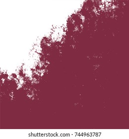 crimson red watercolor surface with fringed border on white background, vector illustration