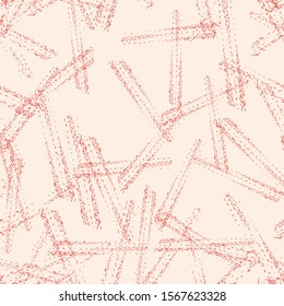 Crimson Red and White Vector seamless check pattern. Allover pattern. Ink grunge grid. Hand drawn seamless check pattern. Graphic background with ethnic tartan. Seamless check pattern background.