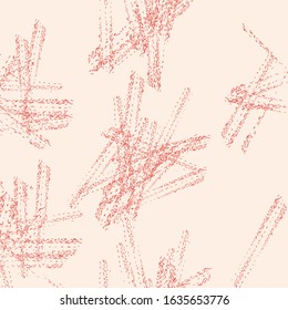 Crimson Red and White Vector seamless check pattern. Allover pattern. Ink grunge grid. Hand drawn seamless check pattern. Graphic background with ethnic tartan. Seamless check pattern background.