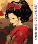 Crimson Splendor: The Enchanting Geisha in Ukiyo-e