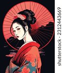 Crimson Splendor: The Enchanting Geisha in Ukiyo-e
