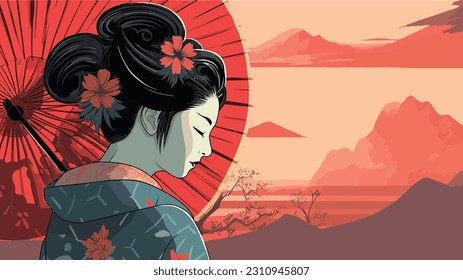 Crimson Splendor: The Enchanting Geisha in Ukiyo-e