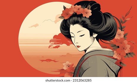 Crimson Splendor: The Enchanting Geisha in Ukiyo-e