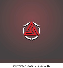 Crimson trinity symbol in white circle