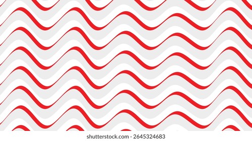 Crimson Wave Harmony: A Dynamic Red and White Pattern with Gentle Curves and Rhythmic Flow, Ideal for Modern Backgrounds and Eye-Catching Design Projects, Full Frame