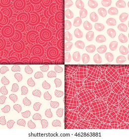 crimson and white geometric pattern set. Vector illustration