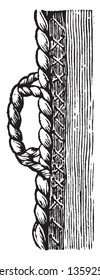 Steinbruch ist ein Ring oder Kreis oder Seil, der auf Schiffen verwendet wird, eine Vintage-Linie Zeichnung oder Gravitation Illustration.