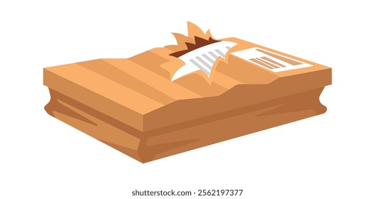 Crinkled, spoiled carton parcel vector illustration