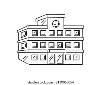 Crip art of school build, line drawing, Vector illustration