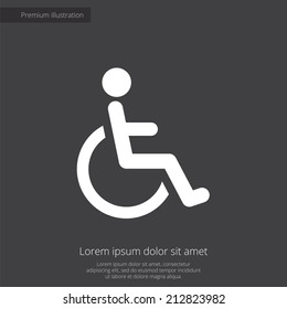 cripple premium illustration icon, isolated, white on dark background, with text elements 