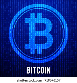 Cripto currency bitcoin. Global internet worldwide. Abstract Matrix Background. Binary Computer Code. Vector Tech Background.