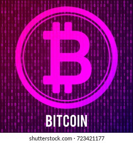 Cripto currency bitcoin. Global internet worldwide. Abstract Matrix Background. Binary Computer Code. Vector Tech Background.