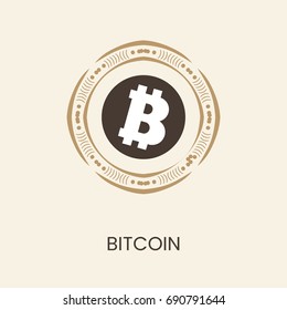 Cripto currency Bitcoin vector logo, icon for web, sticker for print. A crypto currency sign in hipster style, with minimal vintage elements.