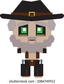 Cripto NFT blokchain, non fungible token. Pixel art character
