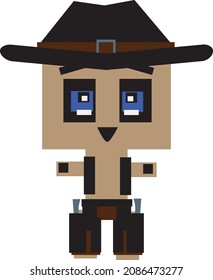 Cripto NFT blokchain, non fungible token. Pixel art character