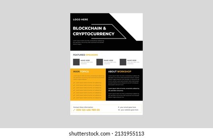 Criptocurrency Trading Event Flyer, Criptocurrency Concept Flyer Template, Concept Of Virtual Criptocurrency Flyer, Poster, Vector.